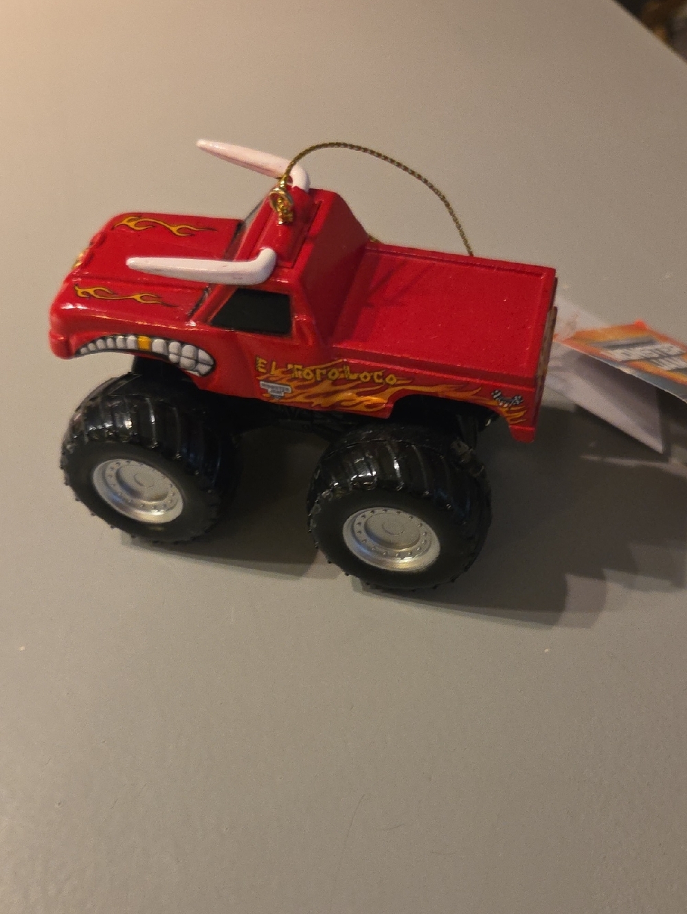 Red Monster Truck Ornament with Horns - Holiday Decoration